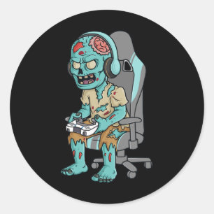 Gamer Halloween Zombie Beängstigend Gaming Boys Ki Runder Aufkleber