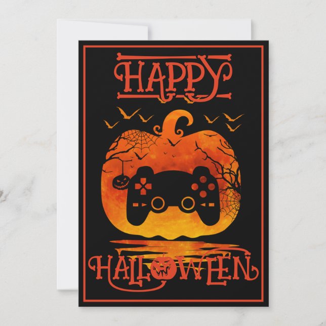 GAMER HAPPY HALLOWEEN GAMING COSTUME EVENT EINLADUNG (Vorderseite)