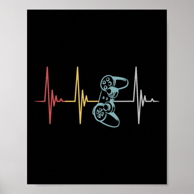 Gamer Heartbeat Controller für Nerd Multiplayer Ga Poster (Vorne)