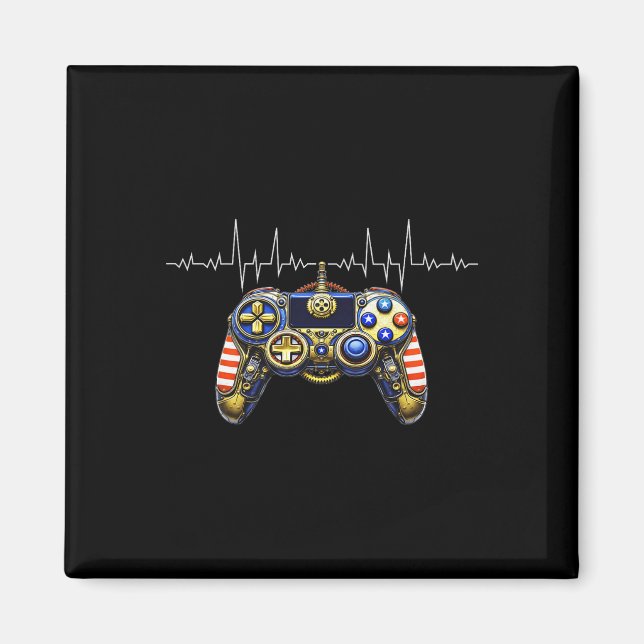 Gamer Heartbeat Design - Gaming Controller Ecg Lin Magnet (Vorne)