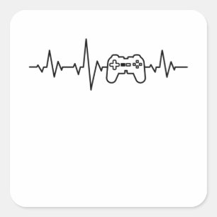 GAMER HEARTBEAT Funny Gamer Gaming Video Gamer Quadratischer Aufkleber