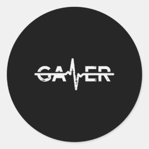 Gamer Heartbeat Funny Video Gaming Men Boys Kinder Runder Aufkleber