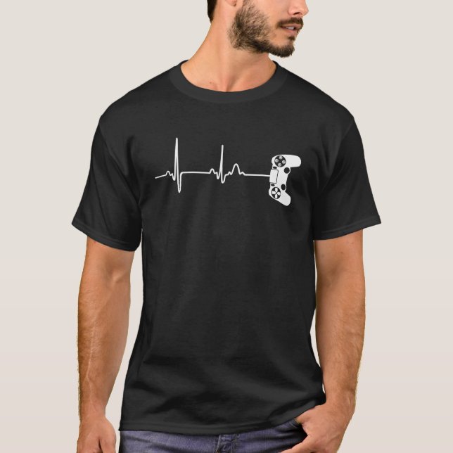 Gamer Heartbeat für Videospielspieler T-Shirt (Vorderseite)