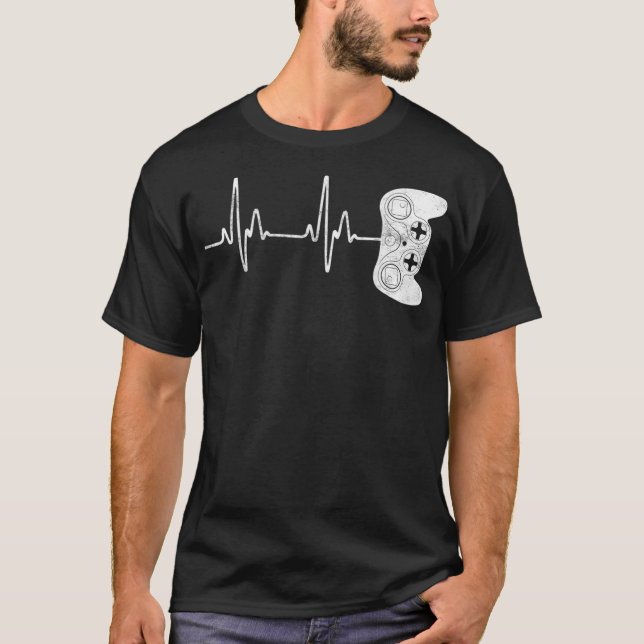 Gamer Heartbeat Gaming Video Game Lover Men Boys T T-Shirt (Vorderseite)