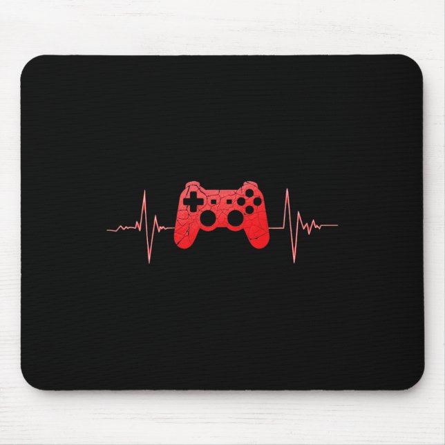 Gamer Heartbeat Puls Video Game Controller Gaming Mousepad (Vorne)