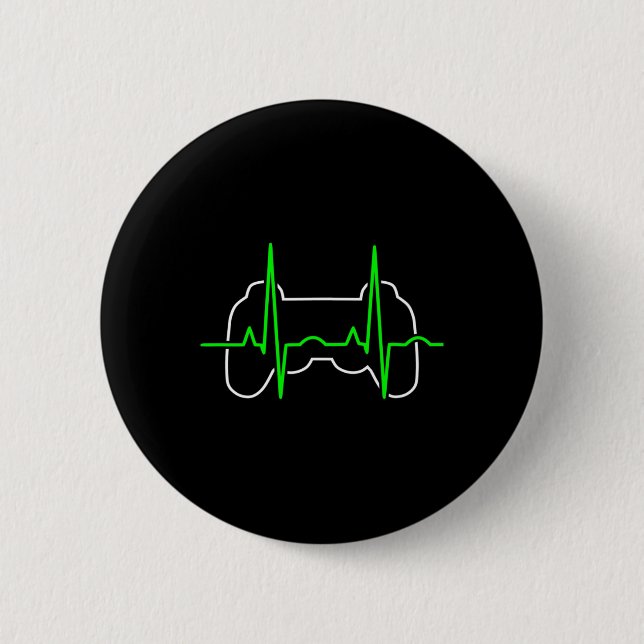 Gamer Heartbeat Pulsvideo Game Lover Cool Button (Vorderseite)