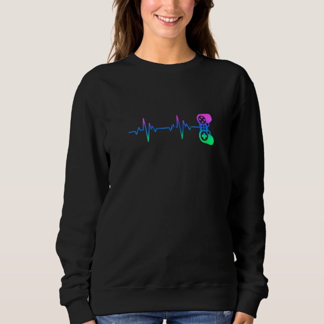 Gamer Heartbeat Video Game Controller Nerdy Gamer Sweatshirt (Vorderseite)