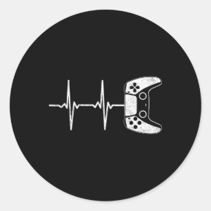 Gamer Heartbeat Video Games Gaming Boys Teens Men Runder Aufkleber