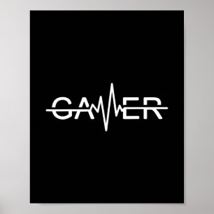 Gamer Herzschlag Videospiele Grafik  Poster