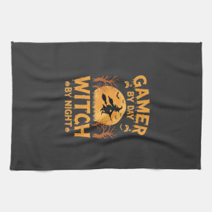 Gamer-Hexe Halloween-Gaming-Design Geschirrtuch