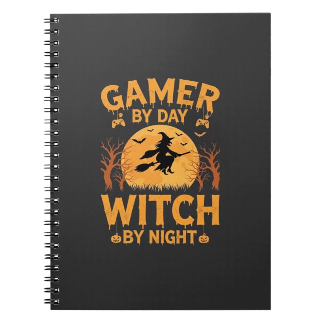 Gamer-Hexe Halloween-Gaming-Design Notizblock (Vorderseite)