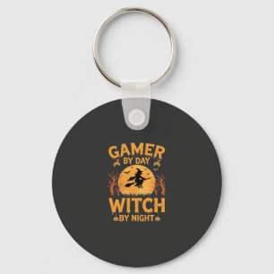 Gamer-Hexe Halloween-Gaming-Design Schlüsselanhänger