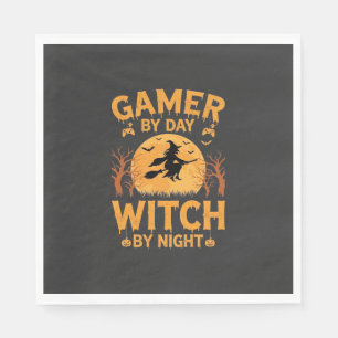 Gamer-Hexe Halloween-Gaming-Design Serviette