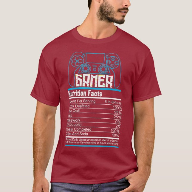 Gamer Ingredients Funny Video Gaming-Geschenk T-Shirt (Vorderseite)