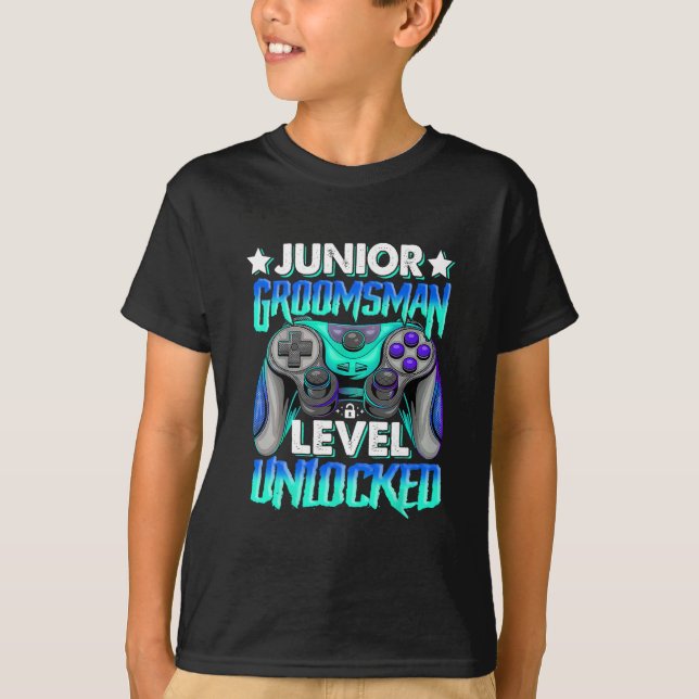 Gamer Junior Brautführer Level freigeschaltet Vide T-Shirt (Vorderseite)