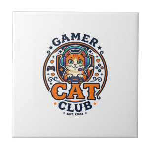 Gamer-Katze Katzen-Mama Geschenkidee - Gamer-Katze Fliese
