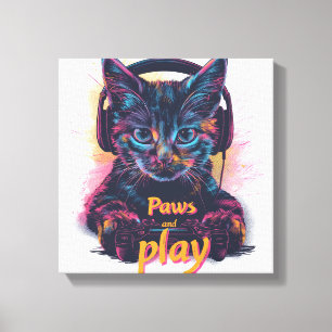 Gamer-Katze Level Up Leinwanddruck