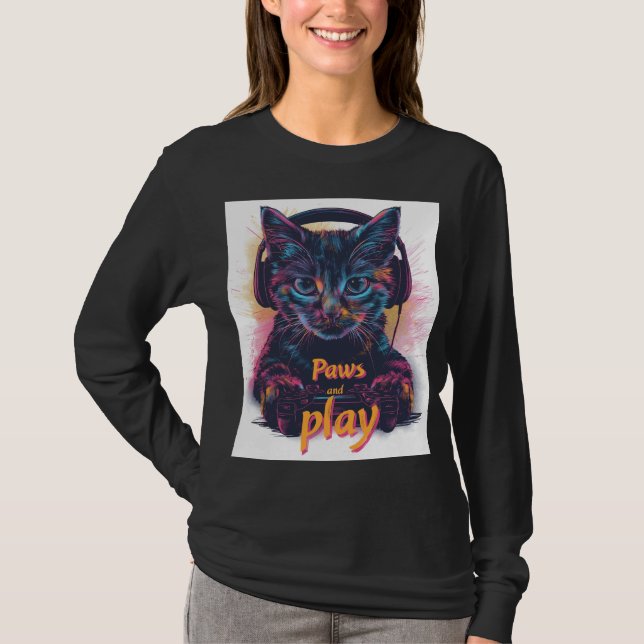 Gamer-Katze Level Up T-Shirt (Vorderseite)