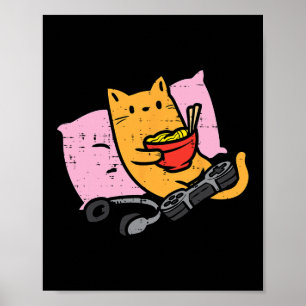 Gamer-Katze Ramen Kawaii Gaming Japanische Frauen  Poster