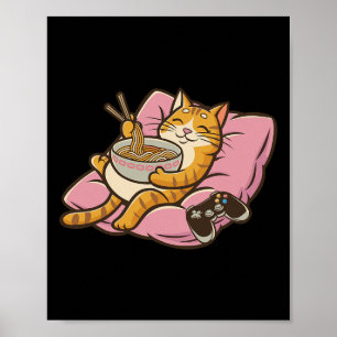 Gamer Katze Ramen Kawaii Gaming Japanische Frauen Poster
