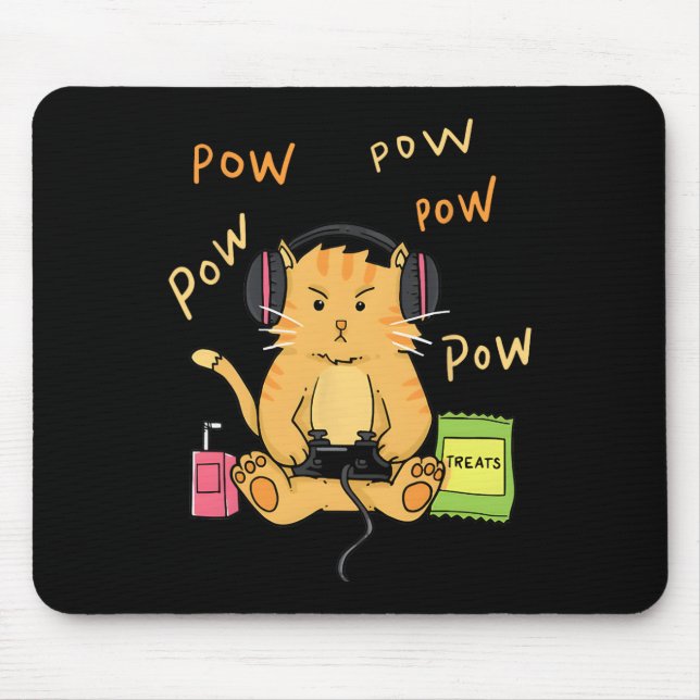 Gamer-Katze Süße Kitty-Kopfhörer Controller-Lecker Mousepad (Vorne)
