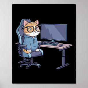 Gamer-Katzen-Squad lustiges Meme 1 Poster