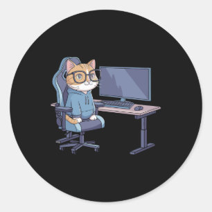 Gamer-Katzen-Squad lustiges Meme Runder Aufkleber