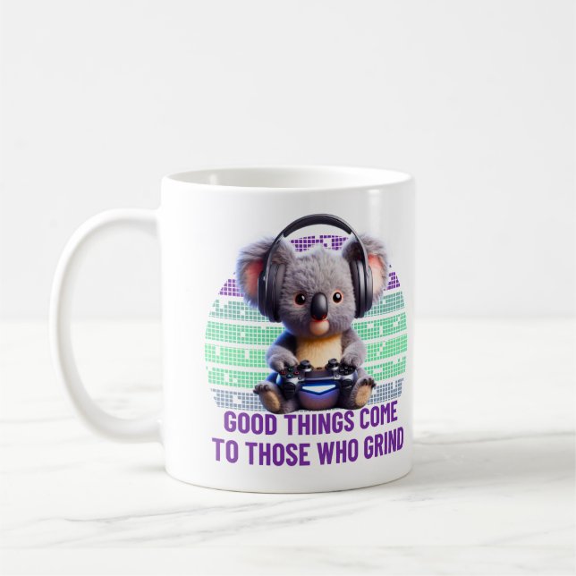 Gamer Koala - Gutes kommt denen, die grinden Kaffeetasse (Links)