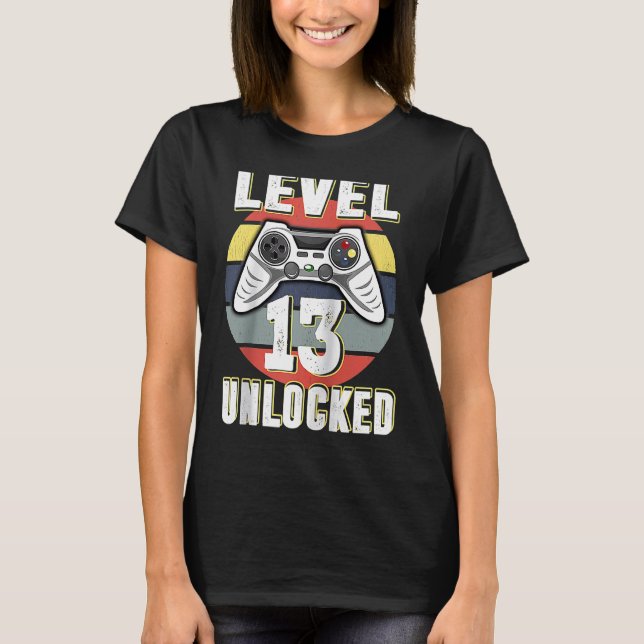 Gamer Level 13 Entsperrtes Videospiel 13. Geburtst T-Shirt (Vorderseite)