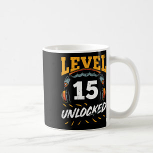 Gamer Level 15 Entsperrtes Videospiel Fan 15. Gebu Kaffeetasse