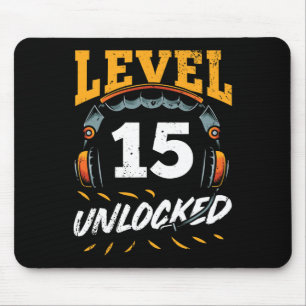 Gamer Level 15 Entsperrtes Videospiel Fan 15. Gebu Mousepad