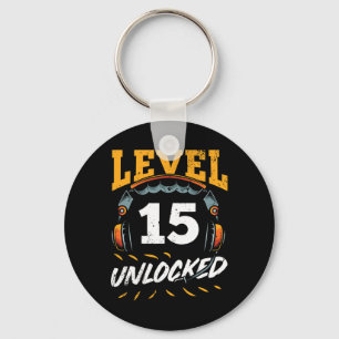 Gamer Level 15 Entsperrtes Videospiel Fan 15. Gebu Schlüsselanhänger