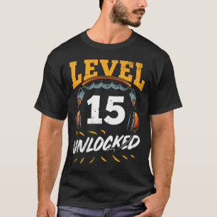 Gamer Level 15 Entsperrtes Videospiel Fan 15. Gebu T-Shirt