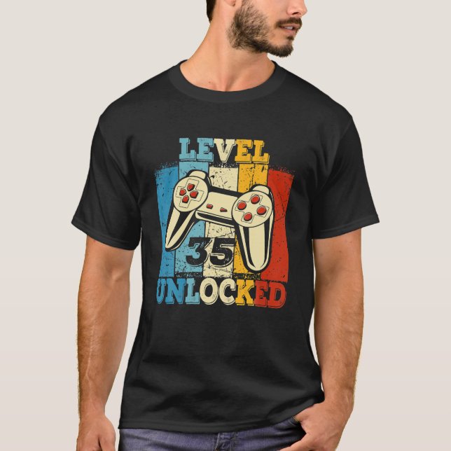 Gamer Level 35 Vollständiger Gaming-Controller fre T-Shirt (Vorderseite)