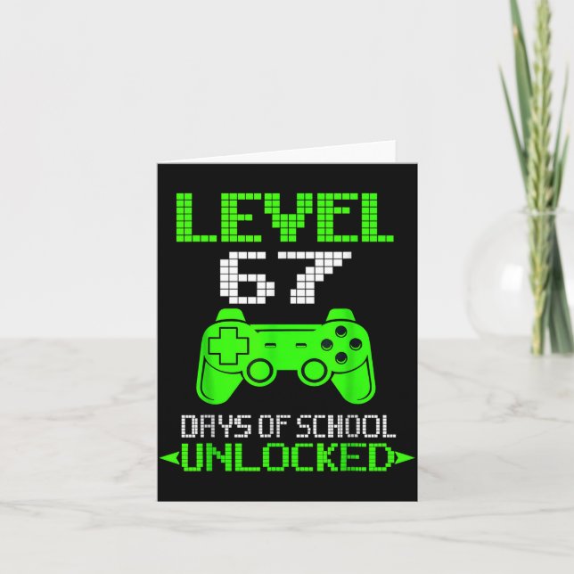 Gamer Level 6 7 Unlocked 100th Day Of School Meme  Karte (Vorderseite)