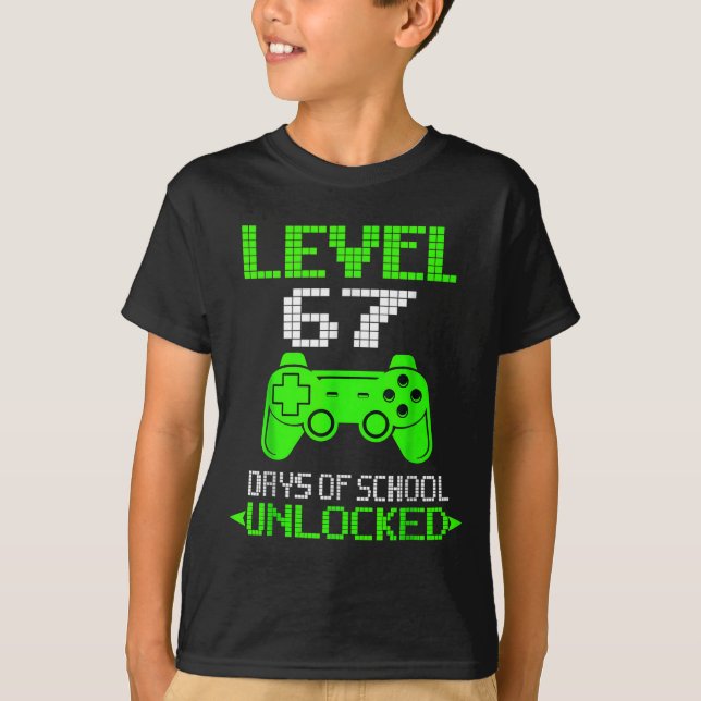 Gamer Level 6 7 Unlocked 100th Day Of School Meme  T-Shirt (Vorderseite)