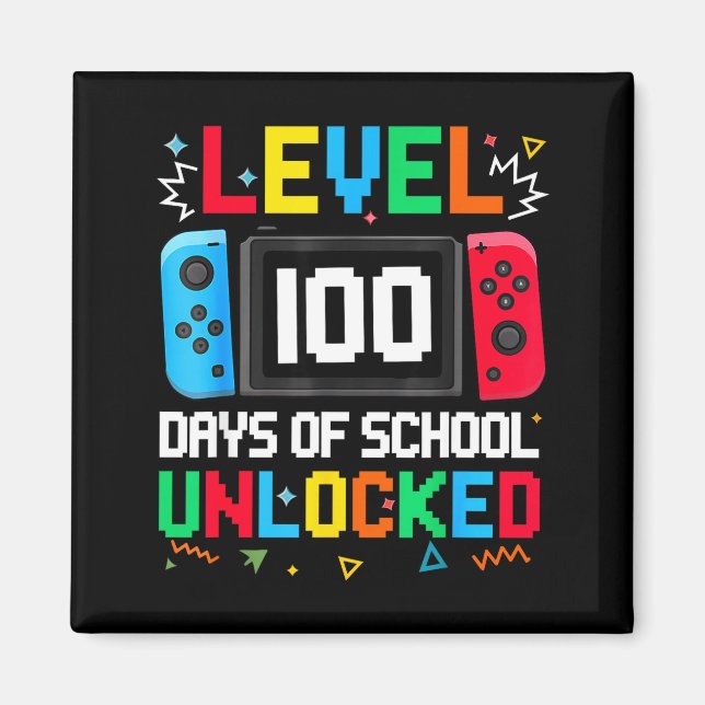 Gamer Level Unlocked 100 Days Of School Student Bo Magnet (Vorne)