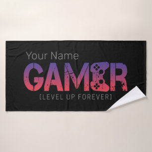 Gamer Level Up Forever Vintag Gamepad Design Badehandtuch