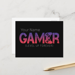 Gamer Level Up Forever Vintag Gamepad Design Feiertagspostkarte
