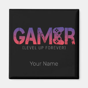 Gamer Level Up Forever Vintag Gamepad Design Magnet