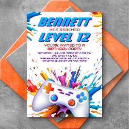 Gamer Level Up Geburtstagseinladung Einladung