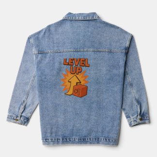 Gamer Level  Up Men T-shirt women Jean Jacket Jeansjacke