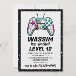 Gamer Level up Video Game Birthday Invite Einladung