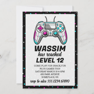 Gamer Level Up Videospiel-Geburtstagseinladung Einladung