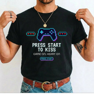 Gamer-Liebe Drücke Start zum Küssen für Gamer T-Shirt