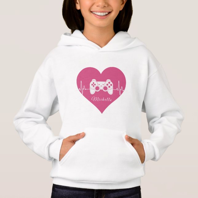 Gamer Liebe Gaming Pink Heart Joystick Console Gam Hoodie (Vorderseite)