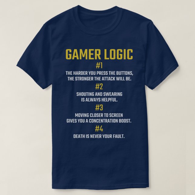 Gamer Logic for Gaming Fan Retro Video Game Fan T-Shirt (Design vorne)