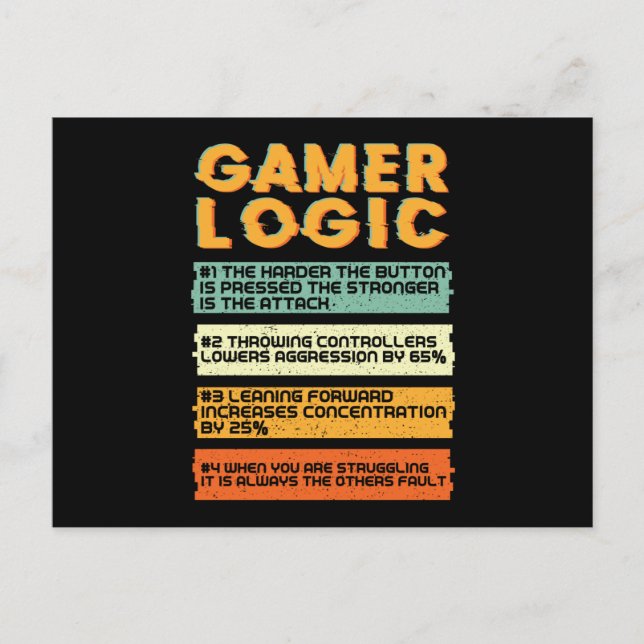 Gamer Logic Gaming Postkarte (Vorderseite)