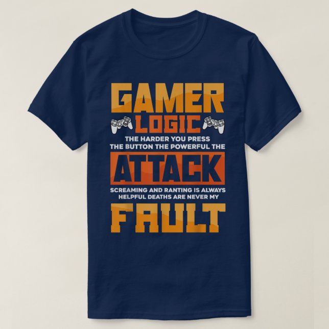 Gamer Logic Je schwieriger man auf das Button-Vide T-Shirt (Design vorne)