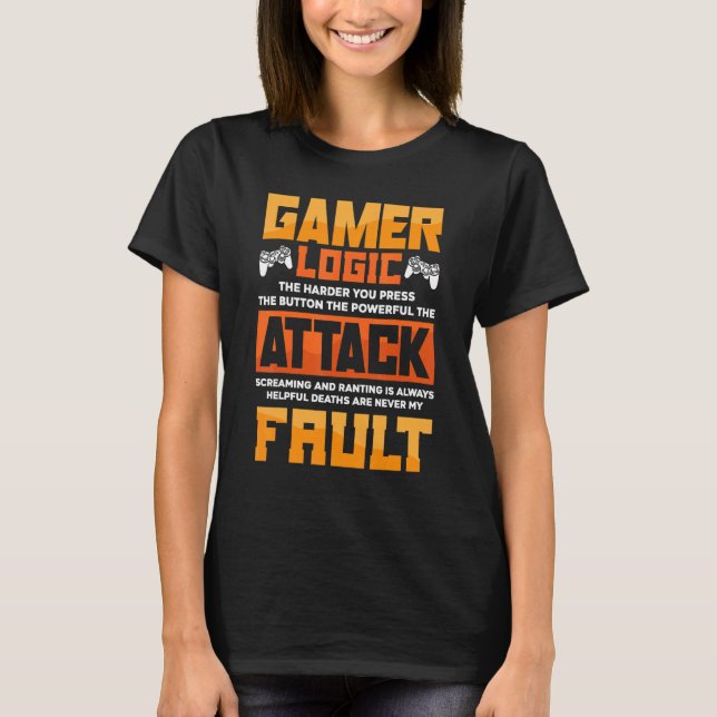 Gamer Logic Je schwieriger man auf das Button-Vide T-Shirt (Vorderseite)